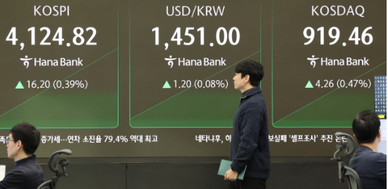 26일 오전 서울 중구 하나은행 본점 딜링룸 현황판에 코스피 지수, 원·달러 환율이 표시돼 있다. (사진=연합뉴스)