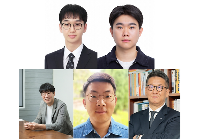 위 왼쪽부터 임동주 IBS 의생명 수학 그룹·KAIST 학생, 문석환 매디슨위스콘신대(前 포스텍) 학생, 아래 왼쪽부터 김재경 IBS 의생명 수학 그룹 CI·KAIST 수학과 교수, 김진수 포스텍 수학과 교수, 조병관 KAIST 공학생물학대학원 교수. IBS 제공