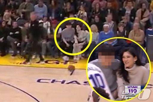 이부진 호텔신라 사장이 아들과 함께 미국 프로농구(NBA)를 관람하는 모습이 3일(현지시간) 포착됐다. 사진 온라인 커뮤니티 캡처
