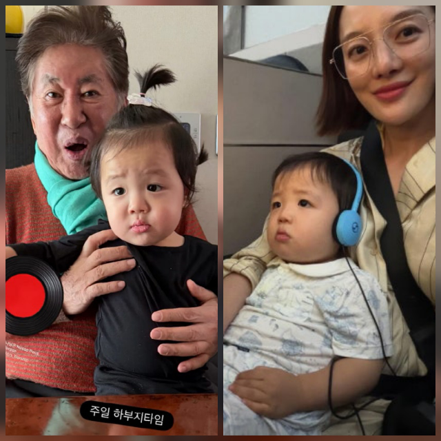 김용건이 18개월 손자와 함께한 평범한 일상 속에서 깊은 행복을 전했다. 사진=황보라SNS