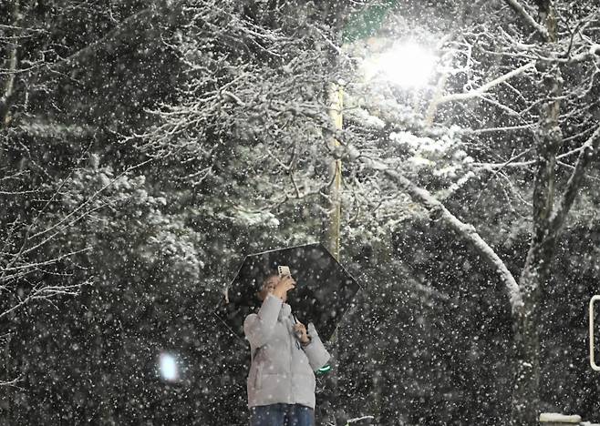 지난달 4일 경기 수원시 영통구 망포동 거리에 눈이 내리고 있다. /사진=뉴시스.