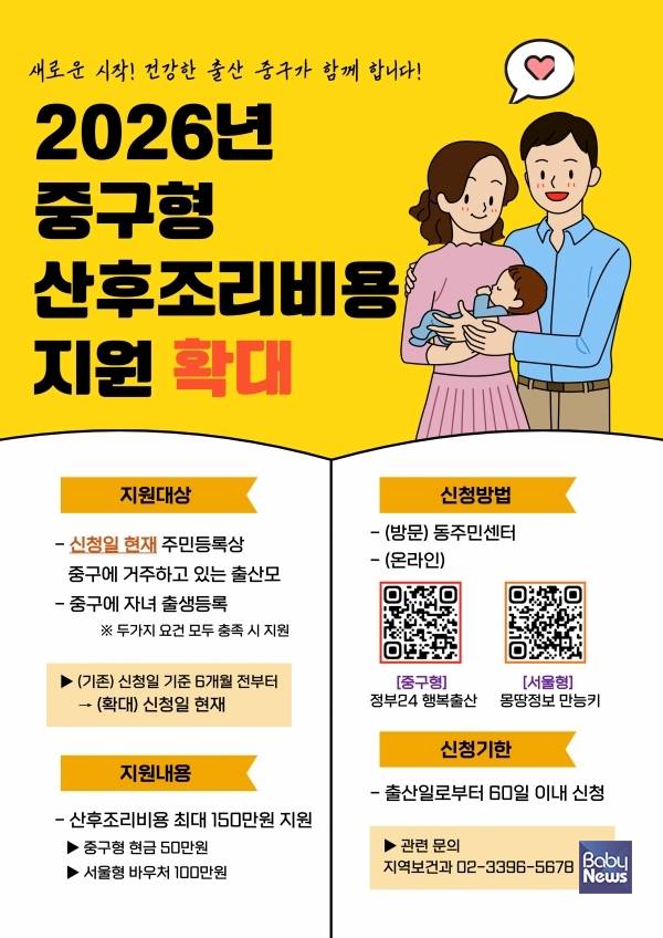산후조리비용 홍보 포스터. ⓒ중구