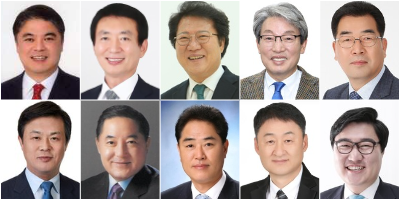 정읍시장 선거 출마 예정자. 사진 위 왼쪽부터 김대중, 김민영, 안수용, 유진섭, 이상길 후보와 사진 아래 왼쪽부터 이학수, 장기철, 정도진, 차승환, 최도식 후보(가나다순)