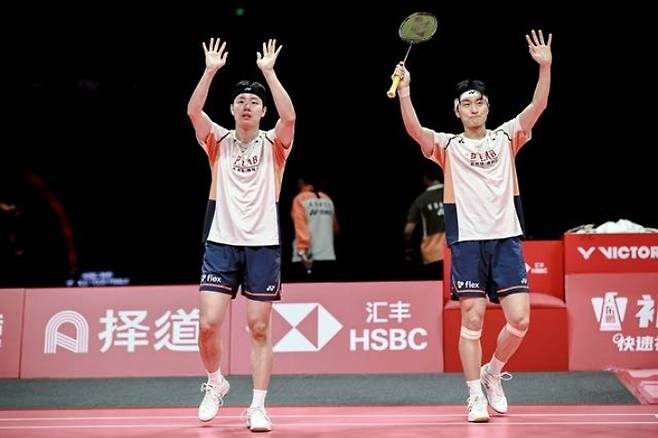 세계 배드민턴 남자 복식 최강 서승재(왼쪽)-김원호. 연합뉴스