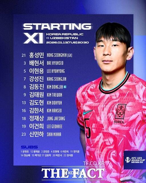 13일 이민성호의 우즈벡전 스타팅11./KFA