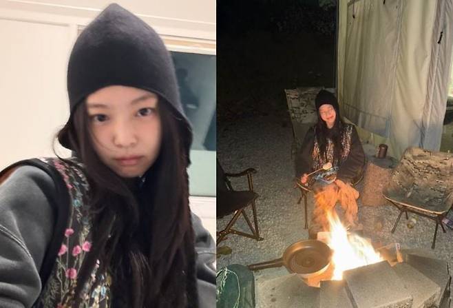 K팝 스타 제니가 김장조끼를 입은 모습.