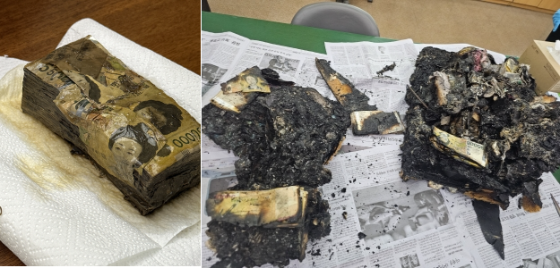 한국은행이 지난해 교환해준 손상화폐. 한은 제공