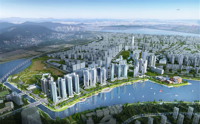 인천 송도 워터프런트 1-2단계 전체 조감도. 사진=인천경제청