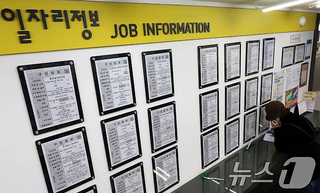 15일 서울 마포구 서울서부고용복지플러스센터 일자리정보 게시판의 모습. 2025.12.15/뉴스1 ⓒ News1 이호윤 기자
