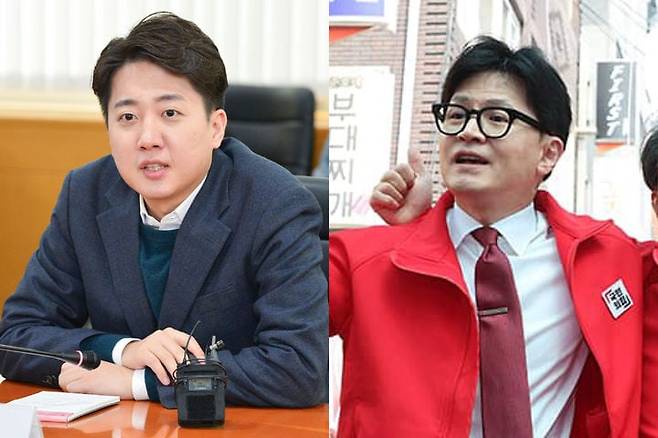 이준석 개혁신당 대표와 한동훈 전 국민의힘 대표/뉴시스