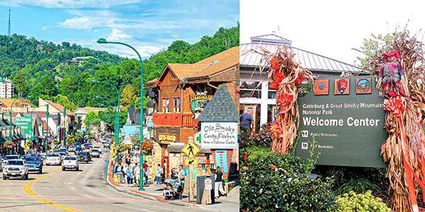 개틀린버그Gatlinbug 시내와 웰컴센터 개틀린버그는 그레이트 스모키 마운틴스국립공원의 거점도시다. 국립공원에 온 것이 아니라 개틀린버그에 햄버거와 아이스크림을 먹으러 왔다고 할 정도로 유명한 맛집과 카페, 놀이시설들이 많다.