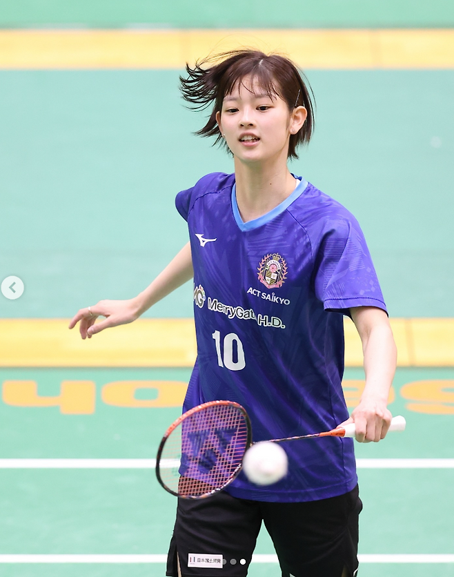 Japanese badminton star Maya Taguchi. Fan SNS