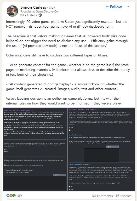 이번 변화가 투명한 정보 제공에 도움이 될 것이라 평가했다(출처=사이먼 칼레스 SNS 캡처).