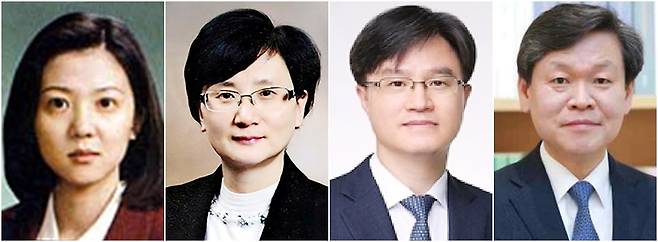이재명 정부가 임명하는 첫 대법관 후보가 김민기 수원고법 고법판사(왼쪽부터), 박순영 서울고법 고법판사, 손봉기 대구지법 부장판사, 윤성식 서울고법 부장판사 등 4명으로 압축됐다. 대법관 후보추천위원회는 21일 오후 회의 끝에 전체 대법관 후보 39명 가운데 이들 4명을 조희대 대법원장에게 제청 후보로 추천했다. 연합뉴스