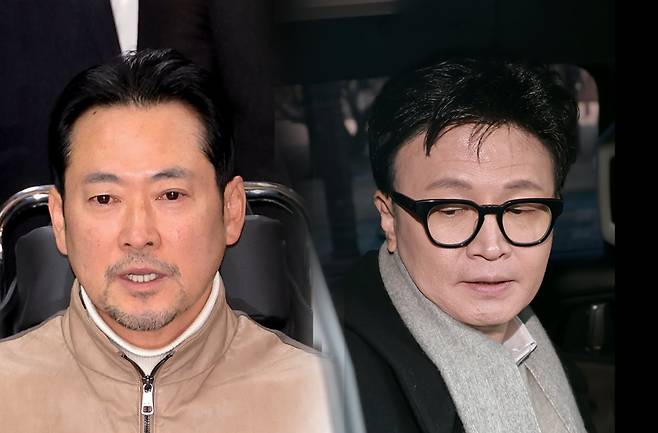 통일교·공천 헌금 '쌍특검' 수용을 요구하며 8일째 단식을 이어가던 장동혁 국민의힘 대표가 1월22일 건강 악화로 병원으로 이송되기에 앞서 발언하고 있다(왼쪽 사진). 국민의힘 한동훈 전 대표가 1월14일 당 윤리위원회의 제명 결정 관련 기자회견을 마치고 국회 의원회관을 잠시 방문한 뒤 차량에 탑승하고 있다. ⓒ연합뉴스