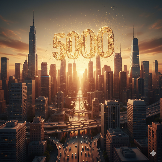 ‘5000달러 시대’를 상징적으로 표현한 이미지. 금값 급등은 통화 흐름과 지정학 리스크가 동시에 반영된 결과로 분석된다. 제미나이 AI 제작 이미지