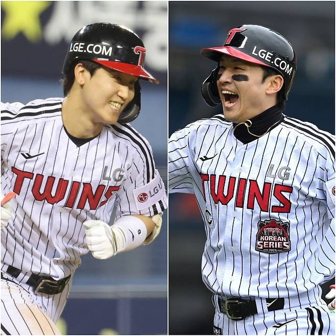 LG 구본혁(왼쪽)과 박해민. IS 포토·구단 제공