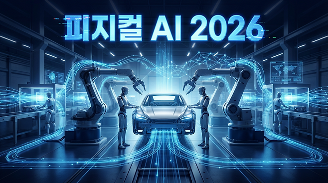 올해 ‘피지컬 AI(Physical AI)’는 더 이상 미래의 단어가 아니다. 핵심은 ‘로봇’에서 그치지 않는다. 기술 고도화로 상용 제조가 가능해진 로봇 기술에 AI가 더해져 현장에서 움직이는 로봇이 등장했다는 점이다. 그리고 그 첫 무대가 제조와 물류다. (이미지=젠스파크로 생성)