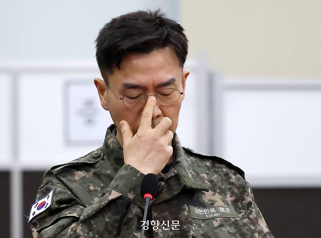 김대우 당시 국군방첩사령부 수사단장이 지난해 2월21일 국회 내란혐의 국정조사 특별위원회 청문회에 출석하고 있다. 박민규 선임기자