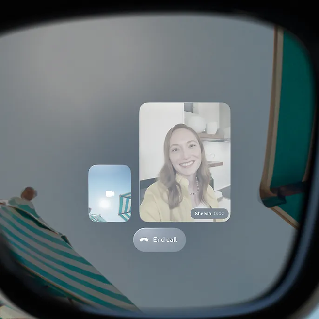 메타 레이밴 디스플레이 AI 안경을 착용하면 마치 상태창처럼 내 눈 앞에만 보이는 디스플레이가 하나 생기게됩니다. <메타>