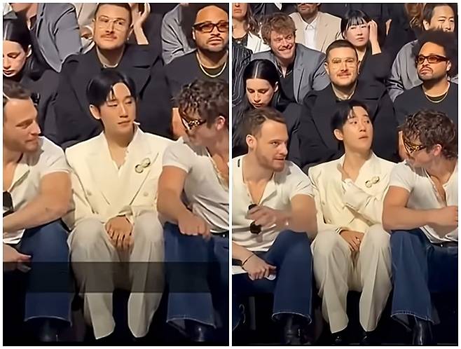 배우 정해인이 해외 패션쇼장에서 포착된 모습으로 뜻밖의 논란에 휩싸였다. / 사진 = 온라인 커뮤니티