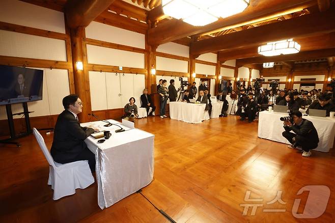 우원식 국회의장이 5일 서울 여의도 국회 사랑재에서 신년 기자회견을 하고 있다. 2026.2.5/뉴스1 ⓒ News1 국회사진기자단