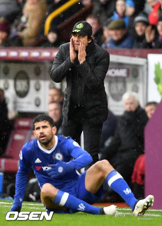 during the Premier League match between Burnley and Chelsea at Turf Moor on February 12, 2017 in Burnley, England.