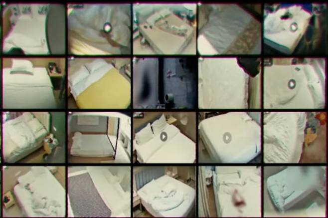호텔 객실에 설치된 몰래카메라로 촬영된 불법촬영물들. /BBC