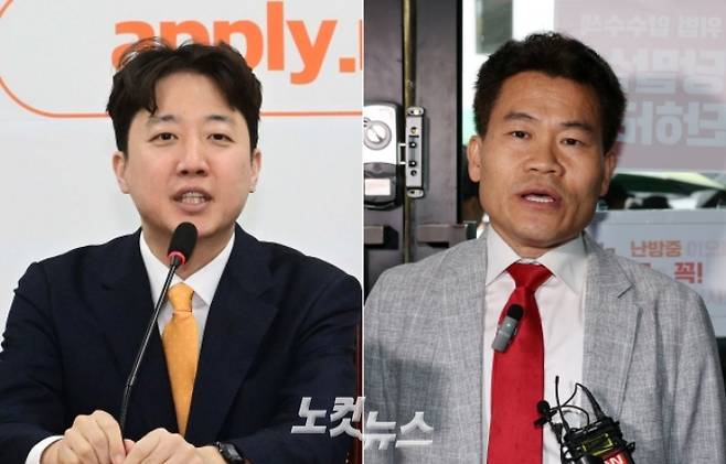 개혁신당 이준석 대표와 극우 유튜버 전한길씨. 윤창원 기자