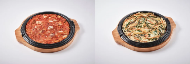 굽네치킨이 해외에서 판매 중인 김치부침개와 해물파전. 사진 제공=굽네치킨