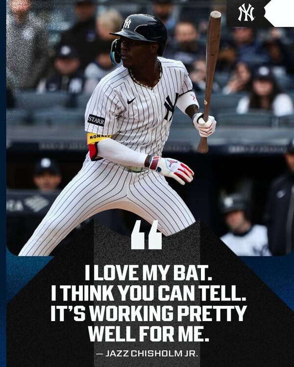 재즈 치 좀 주니어가 2025시즌 초 어뢰배트 사용이 논란이 되자 이에 대한 입장을 밝혔다. /사진=MLB 공식 채널