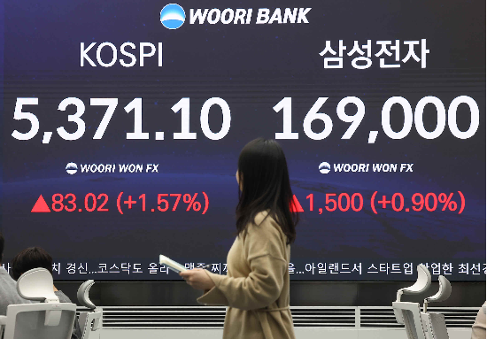 지난 4일 오후 서울 중구 우리은행 딜링룸 현황판에 코스피 종가와 삼성전자 주가가 표시돼 있다. (사진=연합뉴스)