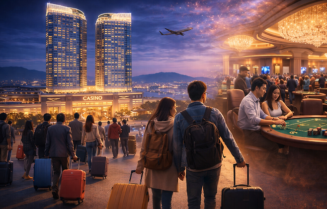 춘절 연휴를 앞둔 복합리조트 이미지.