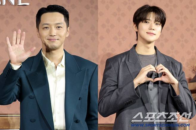 12일 메가박스 코엑스에서 열린 넷플릭스 영화 '파반느'의 제작보고회. 변요한(완쪽), 문상민이 포즈를 취하고 있다. 허상욱 기자wook@sportschosun.com/2026.02.12/