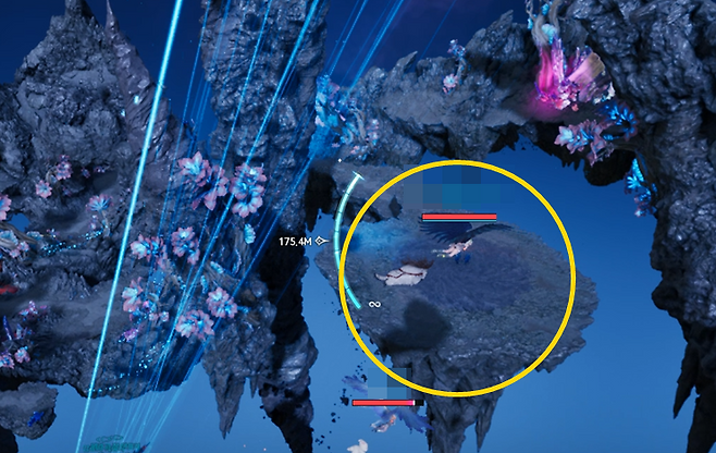 ▲ 바람길을 타고 올라가다가 이탈하여 아래쪽에 보이는 첫 번째 보스로