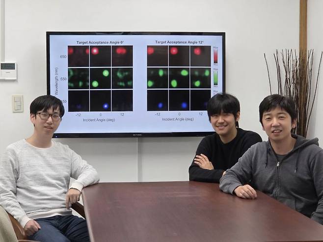 (왼쪽부터) 전기 및 전자공학부 박찬형 박사과정, 물리학과 전재현 학사과정, 전기 및 전자공학부 장민석 교수. KAIST