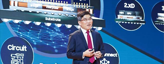 송재혁 송재혁 삼성전자 반도체(DS)부문 최고기술책임자(CTO·사장)가 세미콘코리아2026에서 삼성전자의 차세대 반도체 개발 전략을 소개하고 있다. 한경DB