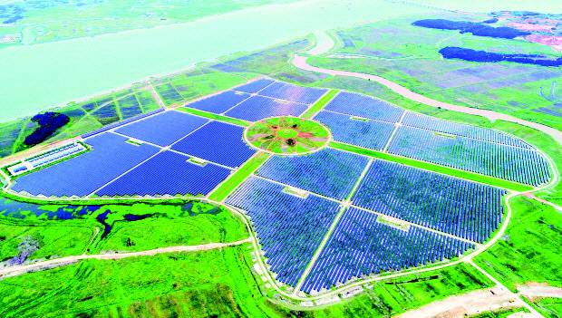 98MW 태양열 발전 설비와 식물이 식재된 해남 태양의 정원.