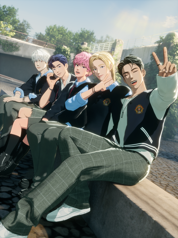 플레이브는 버추얼 아이돌의 가능성보다 한계에 대한 목소리가 더 클 때 그 장벽을 하나씩 부수며 올라갔고 데뷔 3주년을 앞둔 지금 최정상급의 자리에 있다. 2026년 더 반짝일 준비를 하고 있다. 왼쪽부터 은호 예준 밤비 노아 하민. /블래스트