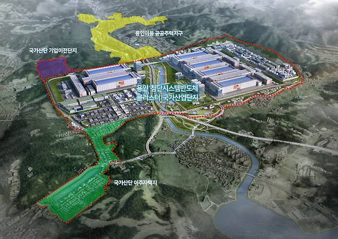 삼성전자가 경기도 용인시 처인구 이동·남사읍 일대 777만㎡ 용지에 360조원을 투자하는 ‘용인 첨단시스템반도체 국가산업단지’ 조감도. 용인시 제공