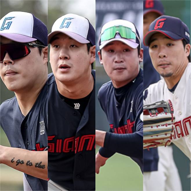 대만 스프링캠프에 참여해 도박 파문을 일으킨 고승민, 나승엽, 김세민, 김동혁(왼쪽부터)