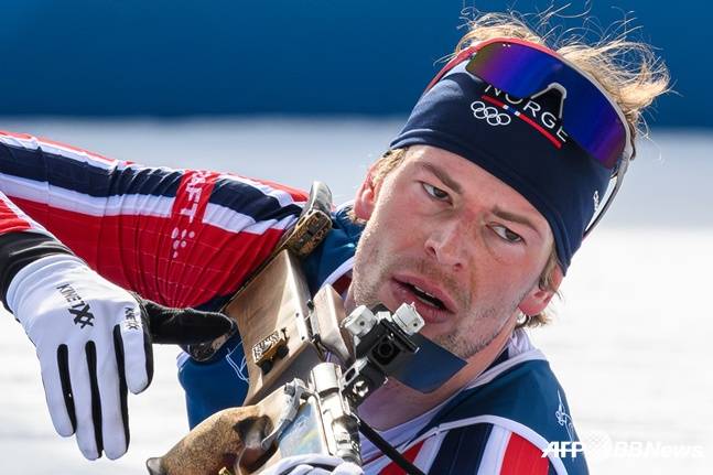 바이애슬론 경기 도중 사격을 준비하는 레그레이드. /AFPBBNews=뉴스1