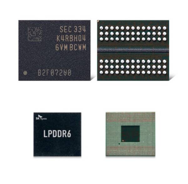 삼성전자의 DDR5 D램(위쪽)과 SK하이닉스의 LPDDR6 제품 이미지 /삼성전자, SK하이닉스