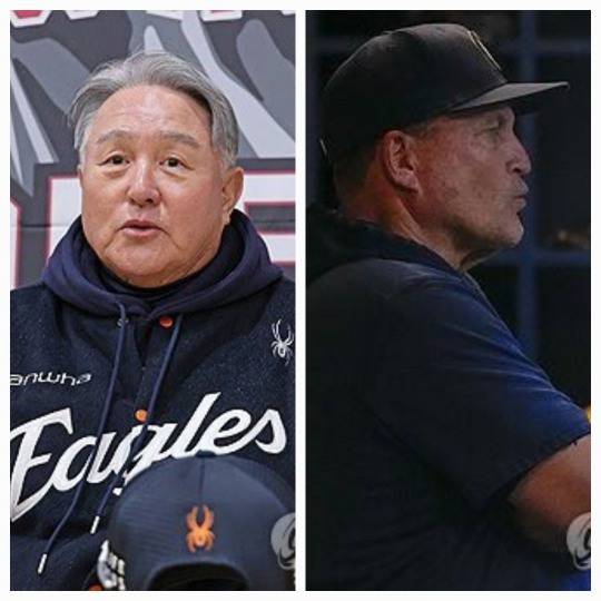 김경문 감독(왼쪽)과 팻 머피 감독