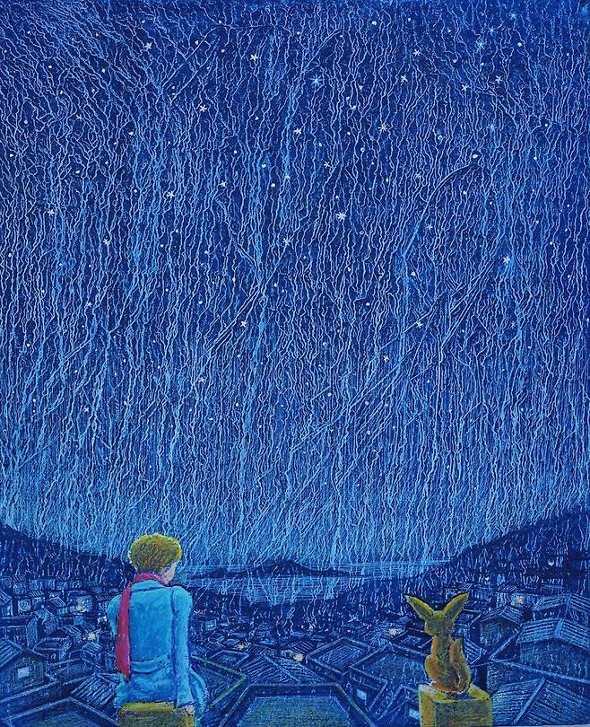 도지성, 도시산책자-별, 2025, 61×50㎝, 캔버스 위에 안료.아크릴.오일파스텔