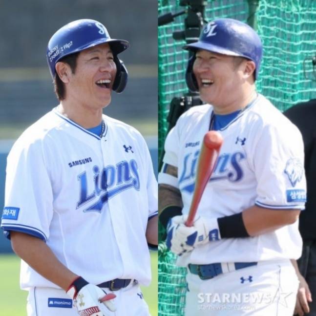 삼성 강민호(왼쪽)와 최형우. /사진=김진경 대기자