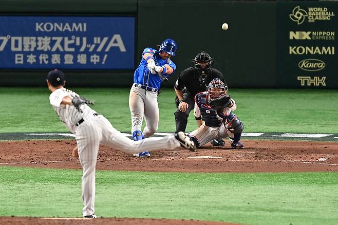 2023년 WBC 당시 이탈리아 대표팀 도미닉 플레처가 대회 8강에서 일본 다르빗슈 유에게 홈런을 때려내고 있다. 게티이미지