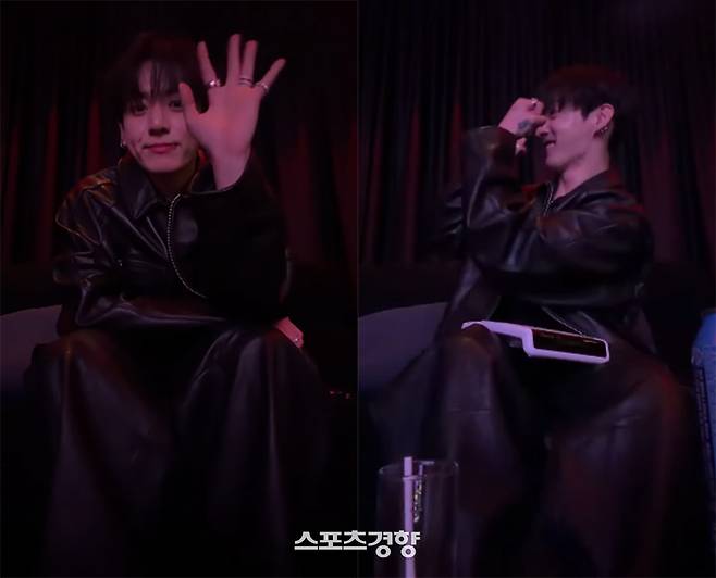 26일 라이브 방송을 진행한 방탄소년단 멤버 전국. 위버스 라이브 방송 화면