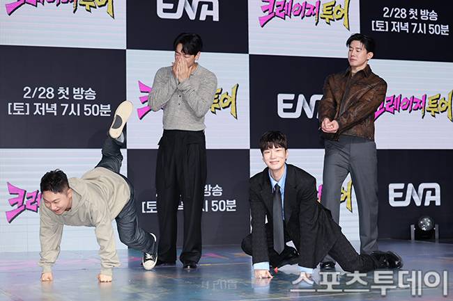 크레이지 투어 제작발표회 참석진 빠니보틀 비 이승훈 김무열 / 사진=권광일 기자