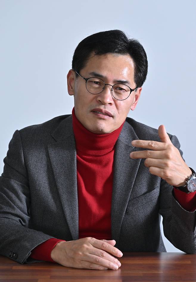 이기재 서울 양천구청장이 최근 헤럴드경제와 인터뷰에서 ‘100년 미래도시 목동 디자인 기본구상’을 밝히고 있다. 임세준 기자